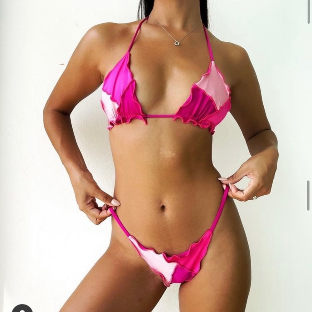 LALI & LAYLA Pink Patchwork Bikini Top